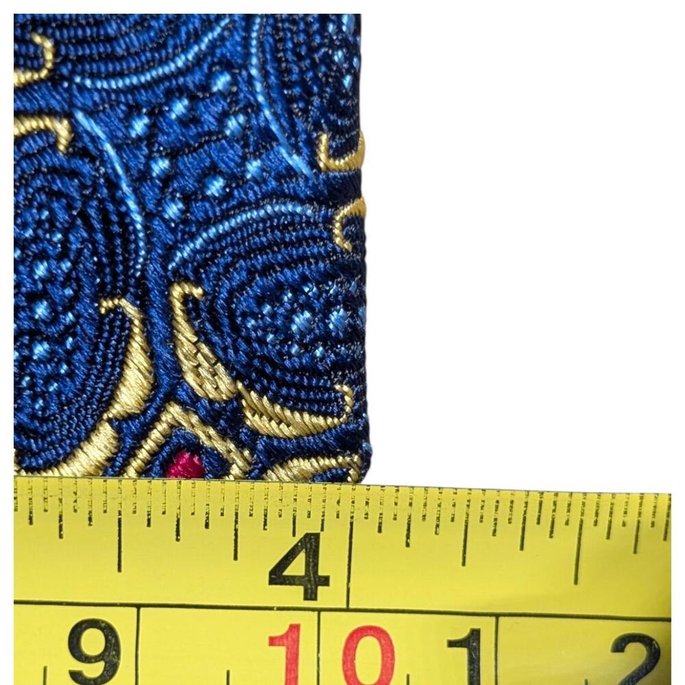 Robert Talbott Best of Class Tie Mens 56" Silk Blue Gold Stars Ovals Baroque VTG - Picture 9 of 9